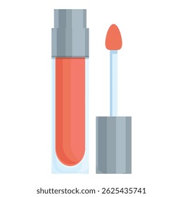 Open tube of lip gloss standing near its cap, beauty product for making lips more attractive