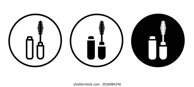 Open tube of mascara icon. makeup. eyelash brush and container icon button, vector, sign, symbol, logo, illustration, editable stroke, flat design style isolated on white