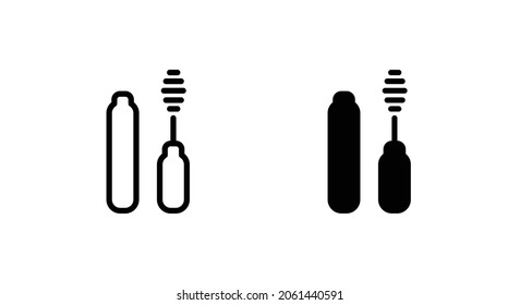Open tube of mascara icon. makeup. eyelash brush and container icon button, vector, sign, symbol, logo, illustration, editable stroke, flat design style isolated on white