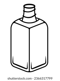 Tubo abierto de esmalte de uñas. Esbozo. Frasco con cuello estrecho e hilo de rosca. Esmalte de uñas en una botella rectangular voluminosa. Ilustración vectorial. Estilo Doodle. Esquema sobre fondo aislado. 