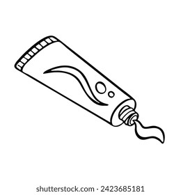 open tube of toothpaste, personal hygiene illustration, vector