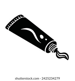 open tube of toothpaste, personal hygiene illustration, vector