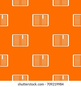 Open tutorial with bookmark pattern repeat seamless in orange color for any design. Vector geometric illustration