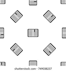 Open tutorial with bookmark pattern repeat seamless in black color for any design. Vector geometric illustration