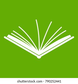 Open tutorial icon white isolated on green background. Vector illustration