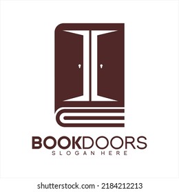 Open Two Doors Book Logo Vector