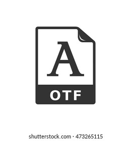 Open type file format icon in single color. Computer program system font letter document