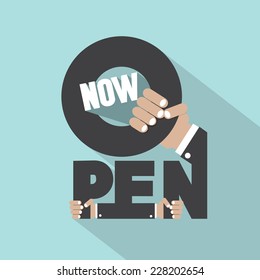 Open Typography Symbol Design Vector Illustration