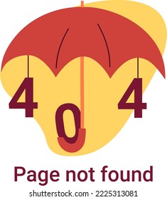 Open umbrella with 404 error. Illustration for the site Page not found. Vector illustration