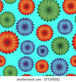 Open umbrella back pattern blue seamless