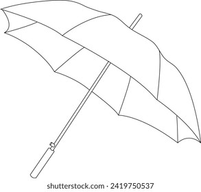 Open umbrella black and white vector line art illustration coloring page