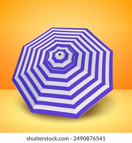 an open umbrella with a circular line pattern on the umbrella. Open umbrella facing forward. vector illustration