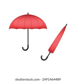 Open Umbrella and Closed Umbrella Vector Isolated