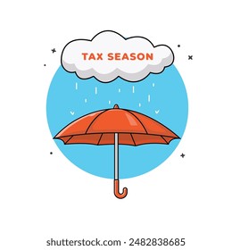 Open Umbrella with Cloud Vector Illustration. Tax Season Concept Design