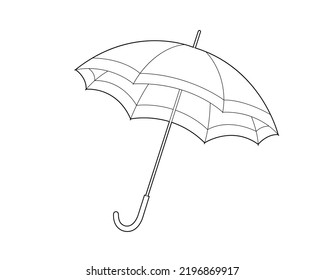 Open umbrella.  Design element. Vector contour illustration