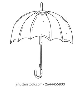 Open umbrella doodle illustration. Hand drawn simple editable stroke element isolated on a white background