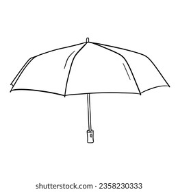 Open umbrella doodle outline sketch. Vector illustration for coloring book