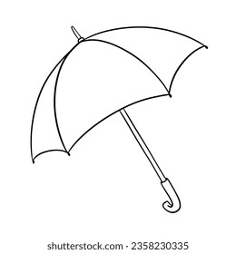 Open umbrella doodle outline sketch. Vector illustration for coloring book