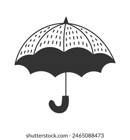 Open Umbrella Doodle vector illustration. Hand drawn Summer Fall Autumn accessory. Rain waterproof protection symbol in cartoon style