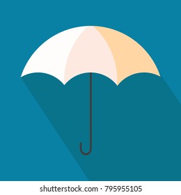 Open umbrella with handle over blue. Vector illustration