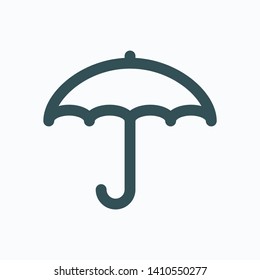 Open umbrella isolated icon, insurance linear vector icon