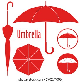 Open umbrella. Isolated umbrellas on white background