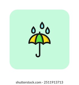 Open umbrella line icon. Rain, storm, protection. Weather concept. Vector illustration can be used for topics like climate, meteorology, security