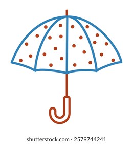 An open umbrella. Line vector illustration isolated on white background.