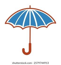 An open umbrella. Line vector illustration isolated on white background.