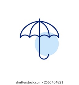 Open umbrella. Rainy weather, security or protection. Pixel perfect, editable stroke icon