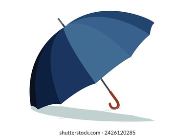 Open umbrella with shadows isolated on white empty background