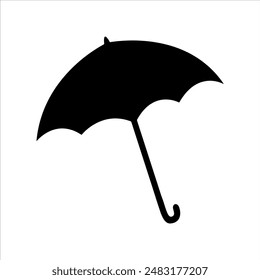 Open umbrella silhouette on white background. Umbrella icon flat vector illustration design.