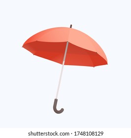 Open Umbrella simple flat realistic vector illustration. Isolated on white rainy season symbol umbrella.