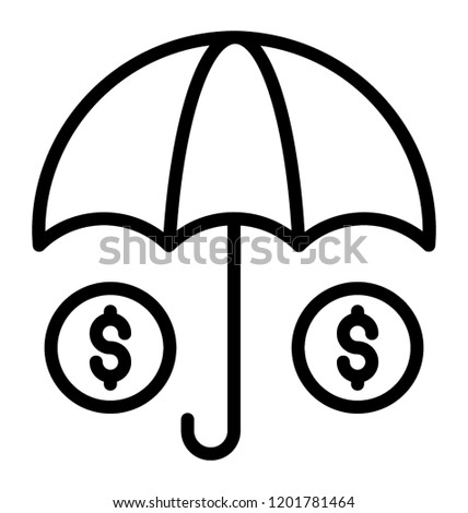 An open umbrella under dollar coins, concept of income protection or financial insurance 