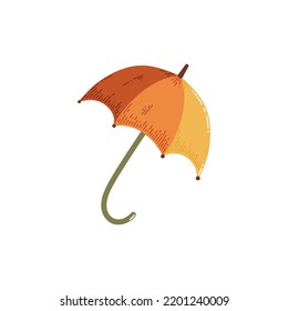 Open umbrella vector stylized clipart. Autumn concept illustration is a perfect for stickers and icons. Warm autumn color pallet.