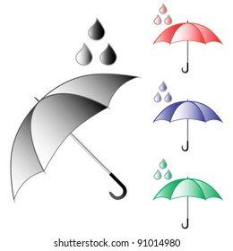 Open umbrellas isolated on white