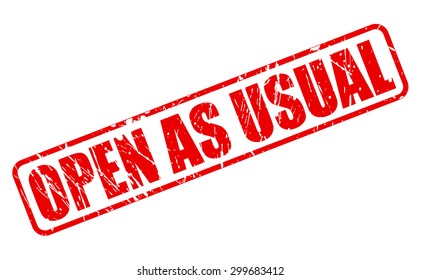 Open as usual red stamp text on white