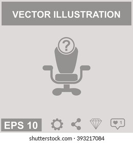 Open vacancy vector icon. Office chair with a question mark. Who.