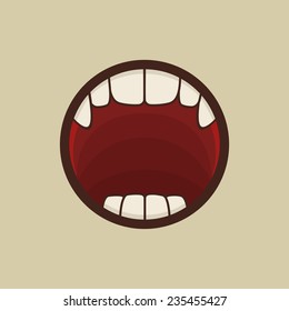 Open Vampire Mouth with Teeth Vector illustration