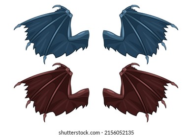 open vampire wings cartoon style isolated white background