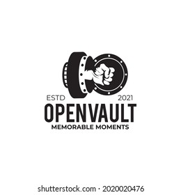 Open vault logo design vector template