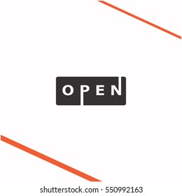 Open vector grey icon on white background. Open symbol stock   illustration. Business picture.