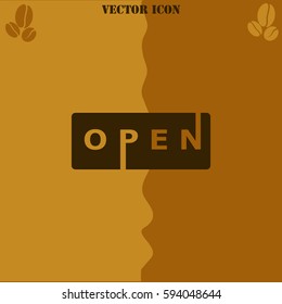 Open vector  icon Coffee symbol background.