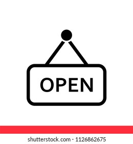 Open vector icon, hanging symbol. Simple, flat design for web or mobile app