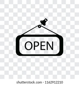 Open vector icon isolated on transparent background, Open logo concept