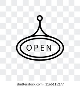 Open vector icon isolated on transparent background, Open logo concept