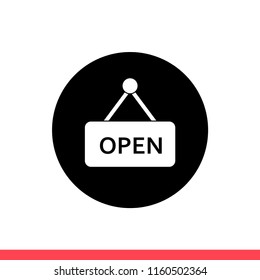 Open vector icon, tag symbol. Simple, flat design for web or mobile app