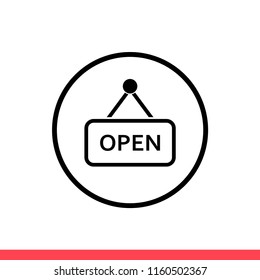 Open vector icon, tag symbol. Simple, flat design for web or mobile app