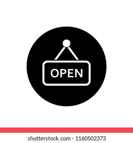 Open vector icon, tag symbol. Simple, flat design for web or mobile app