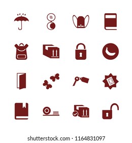 open vector icons set. with butterflies, umbrella, parcel box and door open in set